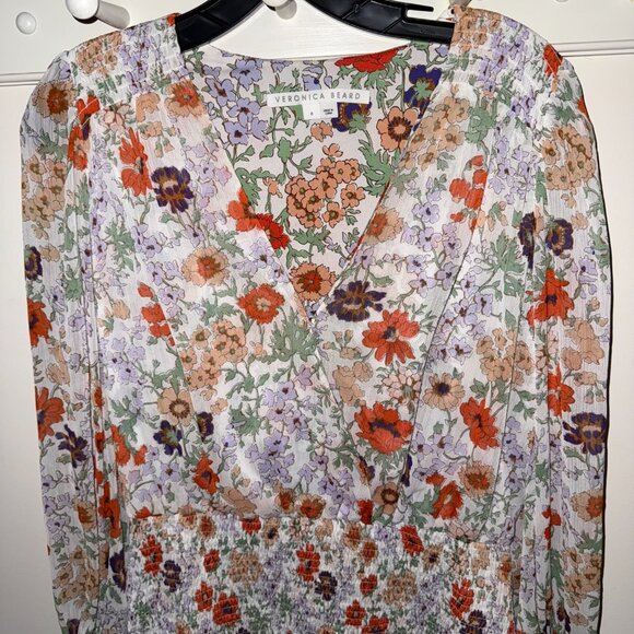 Veronica Beard "Saera" Floral Smocked Mini Dress - Women's US Size 8 - Picture 4 of 15